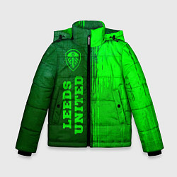 Куртка зимняя для мальчика Leeds United - green gradient по-вертикали, цвет: 3D-черный