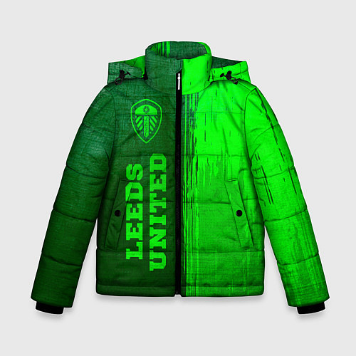 Зимняя куртка для мальчика Leeds United - green gradient по-вертикали / 3D-Черный – фото 1