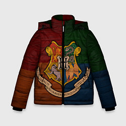 Куртка зимняя для мальчика Hogwarts emblem, цвет: 3D-черный