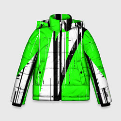 Куртка зимняя для мальчика Black and white vertical stripes on a green backgr, цвет: 3D-светло-серый