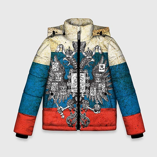 Зимняя куртка для мальчика Герб имперской России / 3D-Черный – фото 1