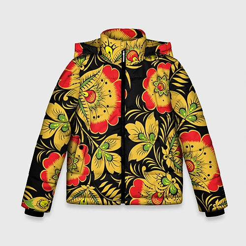 Зимняя куртка для мальчика Хохлома / 3D-Черный – фото 1