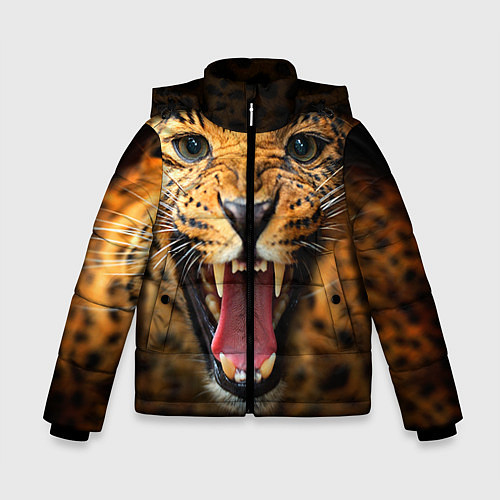 Зимняя куртка для мальчика Рык леопарда / 3D-Черный – фото 1