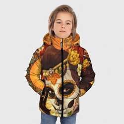 Куртка зимняя для мальчика Девушка. Сахарный череп, цвет: 3D-черный — фото 2