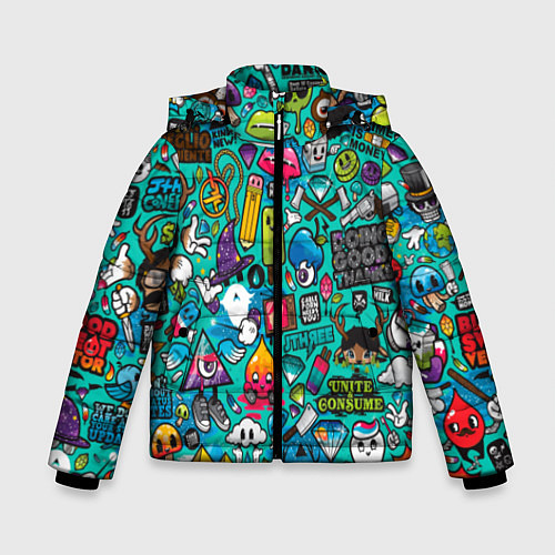 Зимняя куртка для мальчика Стикербомбинг / 3D-Черный – фото 1