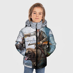 Куртка зимняя для мальчика Русский воин на медведе, цвет: 3D-черный — фото 2