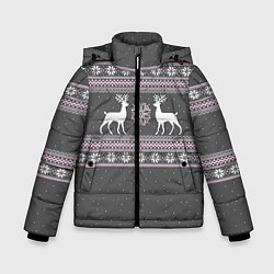 Куртка зимняя для мальчика Узор с оленями, цвет: 3D-светло-серый