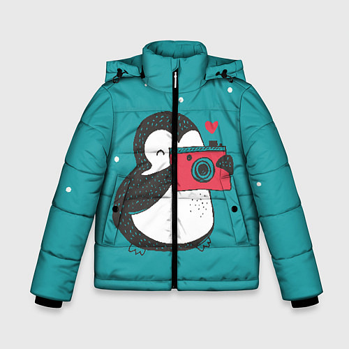 Зимняя куртка для мальчика Пингвин с фотоаппаратом / 3D-Черный – фото 1