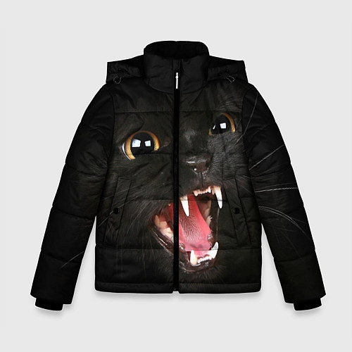 Зимняя куртка для мальчика Черный кот / 3D-Черный – фото 1