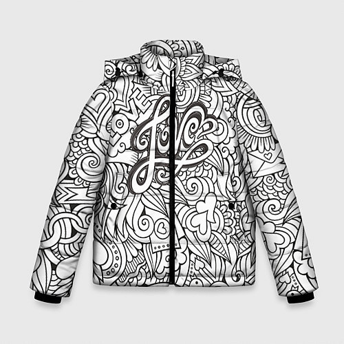 Зимняя куртка для мальчика Love графика / 3D-Черный – фото 1