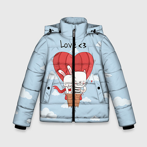 Зимняя куртка для мальчика Влюбленные на шаре / 3D-Черный – фото 1
