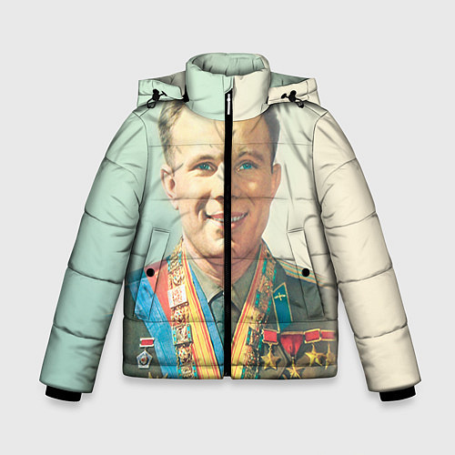 Зимняя куртка для мальчика Гагарин в орденах / 3D-Черный – фото 1