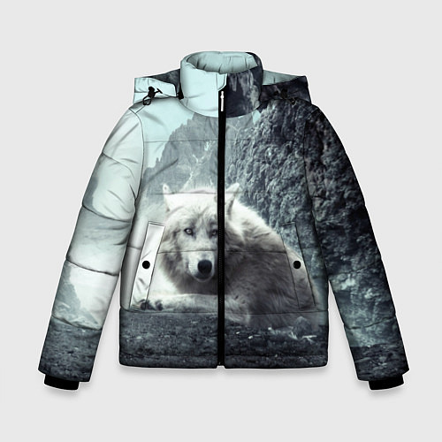 Зимняя куртка для мальчика Волк в горах / 3D-Красный – фото 1