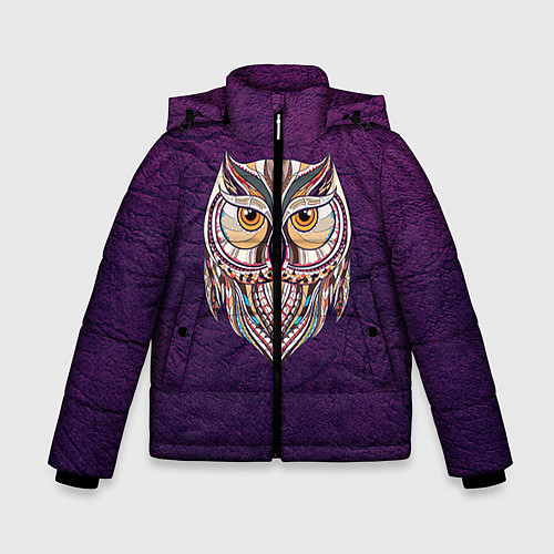 Зимняя куртка для мальчика Расписная сова / 3D-Черный – фото 1