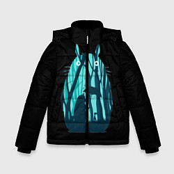 Куртка зимняя для мальчика Тоторо в лесу, цвет: 3D-черный