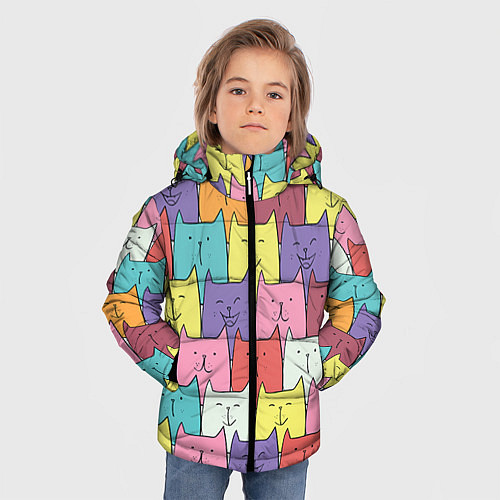 Зимняя куртка для мальчика Котики / 3D-Красный – фото 3