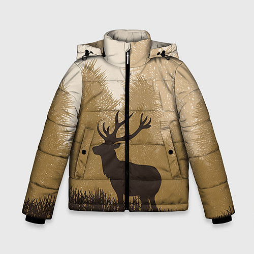 Зимняя куртка для мальчика Олень на охоте / 3D-Черный – фото 1