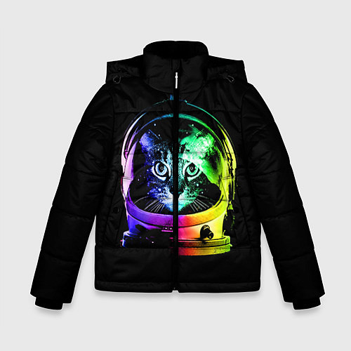Зимняя куртка для мальчика Кот космонавт / 3D-Черный – фото 1