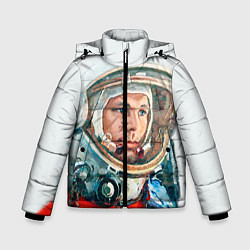 Куртка зимняя для мальчика Гагарин в полете, цвет: 3D-черный