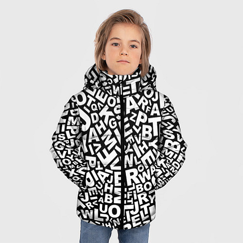 Зимняя куртка для мальчика Английский алфавит / 3D-Красный – фото 3
