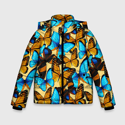 Зимняя куртка для мальчика Бабочки / 3D-Черный – фото 1