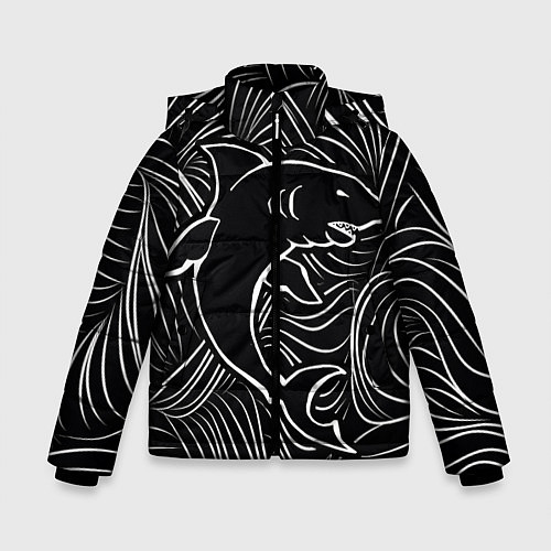 Зимняя куртка для мальчика Акула в в морской пучине / 3D-Светло-серый – фото 1