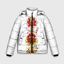 Куртка зимняя для мальчика Хохлома: цветы, цвет: 3D-светло-серый