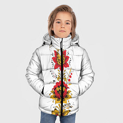 Куртка зимняя для мальчика Хохлома: цветы, цвет: 3D-черный — фото 2