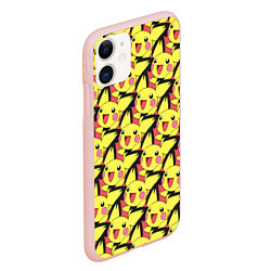 Чехол iPhone 11 матовый Pikachu, цвет: 3D-светло-розовый — фото 2