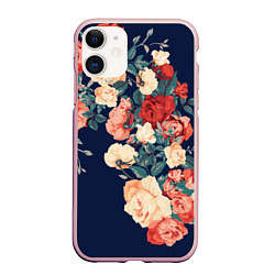 Чехол iPhone 11 матовый Fashion flowers, цвет: 3D-светло-розовый
