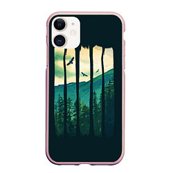 Чехол iPhone 11 матовый Green Life, цвет: 3D-светло-розовый