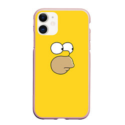 Чехол iPhone 11 матовый Гомер стесняется, цвет: 3D-светло-розовый