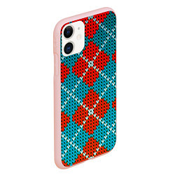 Чехол iPhone 11 матовый Knitting pattern, цвет: 3D-светло-розовый — фото 2