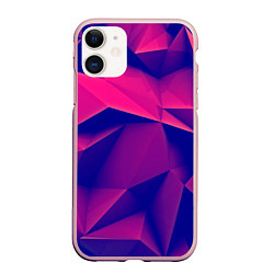 Чехол iPhone 11 матовый Violet polygon, цвет: 3D-светло-розовый