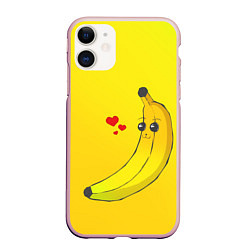 Чехол iPhone 11 матовый Just Banana (Yellow), цвет: 3D-светло-розовый