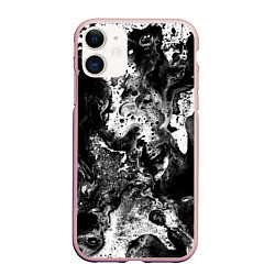 Чехол iPhone 11 матовый Чёрная краска, цвет: 3D-светло-розовый