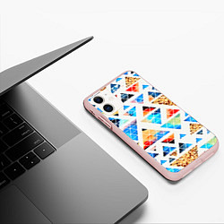 Чехол iPhone 11 матовый Космические треугольники, цвет: 3D-светло-розовый — фото 2