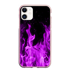 Чехол iPhone 11 матовый Фиолетовый огонь, цвет: 3D-светло-розовый