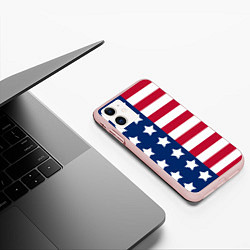 Чехол iPhone 11 матовый USA Flag, цвет: 3D-светло-розовый — фото 2