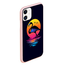 Чехол iPhone 11 матовый Фламинго – дитя заката, цвет: 3D-светло-розовый — фото 2
