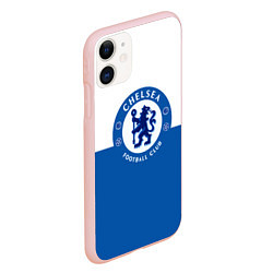 Чехол iPhone 11 матовый Chelsea FC: Duo Color, цвет: 3D-светло-розовый — фото 2