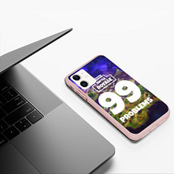 Чехол iPhone 11 матовый Fortnite: 99 Problems, цвет: 3D-светло-розовый — фото 2