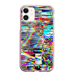 Чехол iPhone 11 матовый VHS Glitch, цвет: 3D-светло-розовый