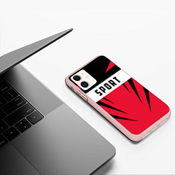 Чехол iPhone 11 матовый Sport: Red Style, цвет: 3D-светло-розовый — фото 2