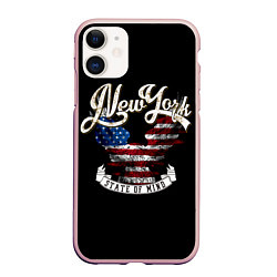 Чехол iPhone 11 матовый New York, state of mind, цвет: 3D-светло-розовый