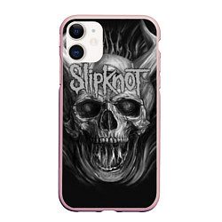 Чехол iPhone 11 матовый Slipknot: Devil Skull, цвет: 3D-светло-розовый