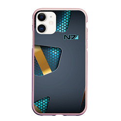 Чехол iPhone 11 матовый Mass Effect N7, цвет: 3D-светло-розовый