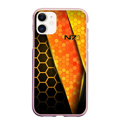 Чехол iPhone 11 матовый Mass Effect N7, цвет: 3D-светло-розовый