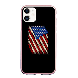 Чехол iPhone 11 матовый Флаг, цвет: 3D-светло-розовый
