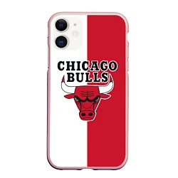 Чехол iPhone 11 матовый CHICAGO BULLS, цвет: 3D-светло-розовый